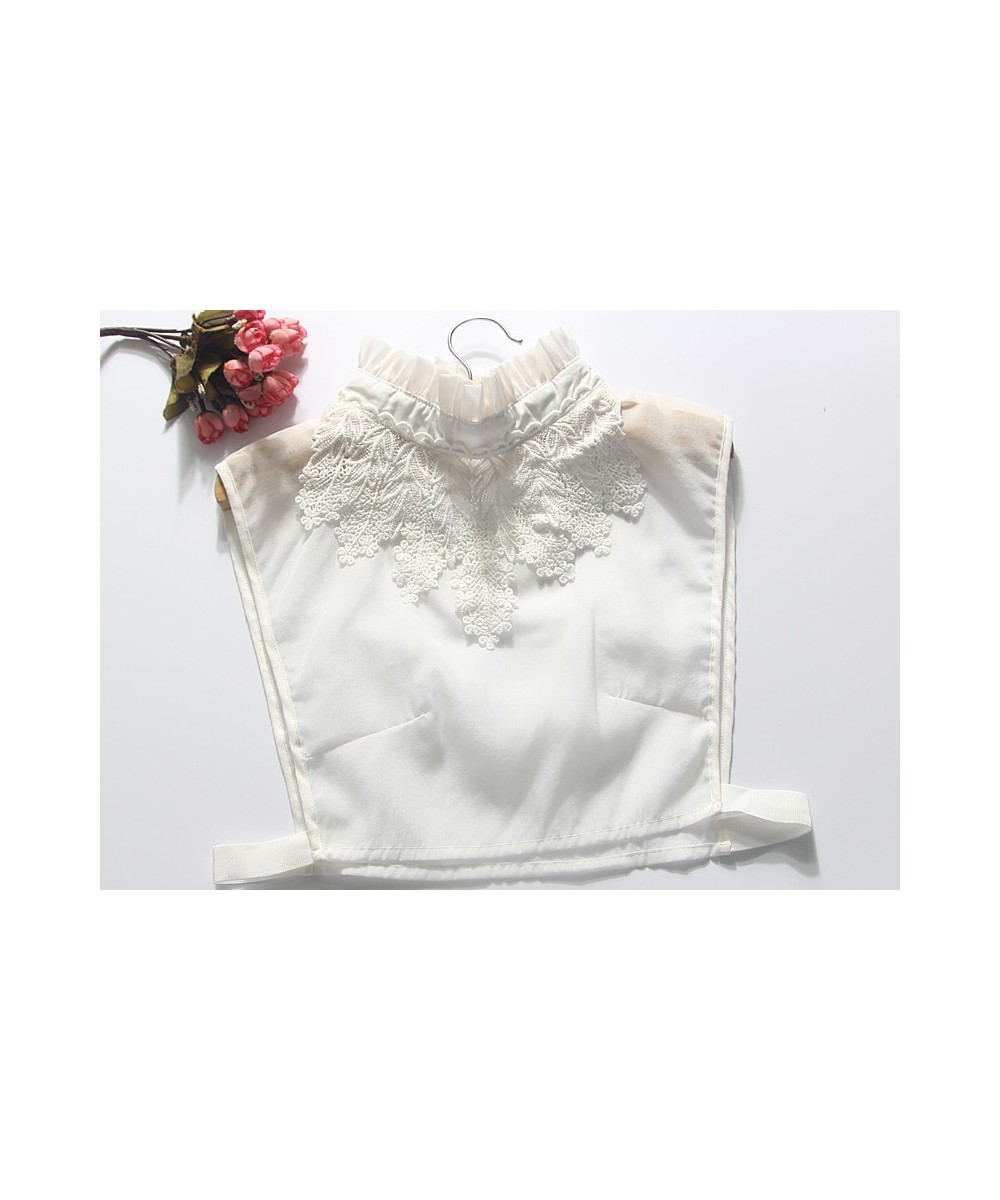 Original beautiful white flower autumn winter shirt detachable Embroidered Crystal Necklace Vest Blouse False Stand Collar $1...