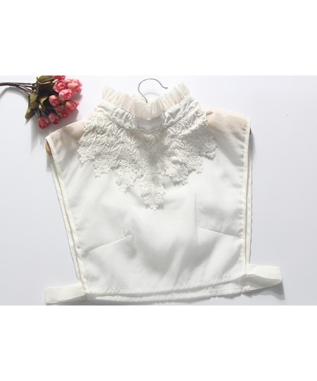 Original beautiful white flower autumn winter shirt detachable Embroidered Crystal Necklace Vest Blouse False Stand Collar $1...