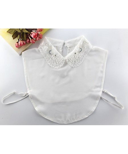 Original beautiful white flower autumn winter shirt detachable Embroidered Crystal Necklace Vest Blouse False Stand Collar $1...