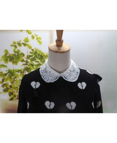 Original beautiful white flower autumn winter shirt detachable Embroidered Crystal Necklace Vest Blouse False Stand Collar $1...