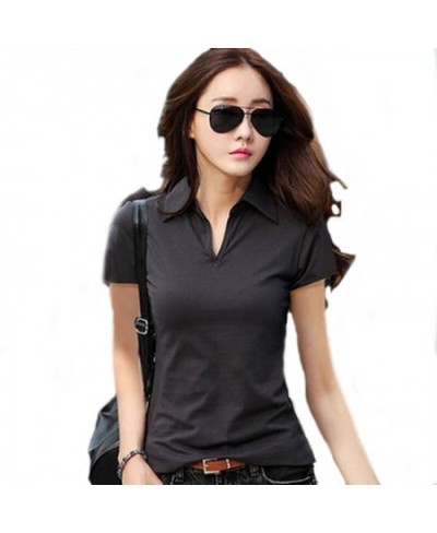 95% Cotton Summer Polo Shirt Women Short Sleeve Solid Slim Polos Mujer Shirts Tops Fashion womens Polo T-shirts Femme 5 Color...