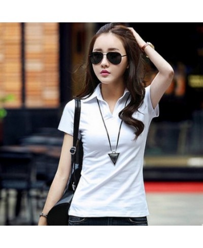 95% Cotton Summer Polo Shirt Women Short Sleeve Solid Slim Polos Mujer Shirts Tops Fashion womens Polo T-shirts Femme 5 Color...