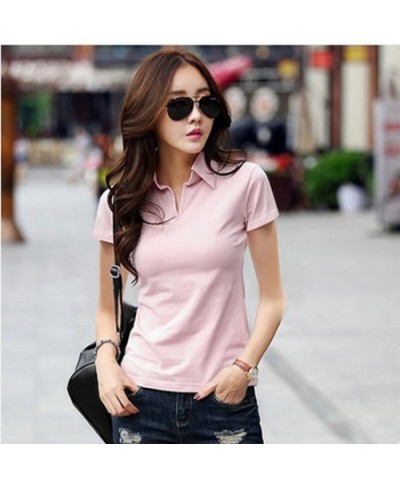 95% Cotton Summer Polo Shirt Women Short Sleeve Solid Slim Polos Mujer Shirts Tops Fashion womens Polo T-shirts Femme 5 Color...