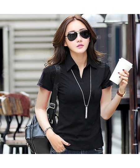 95% Cotton Summer Polo Shirt Women Short Sleeve Solid Slim Polos Mujer Shirts Tops Fashion womens Polo T-shirts Femme 5 Color...