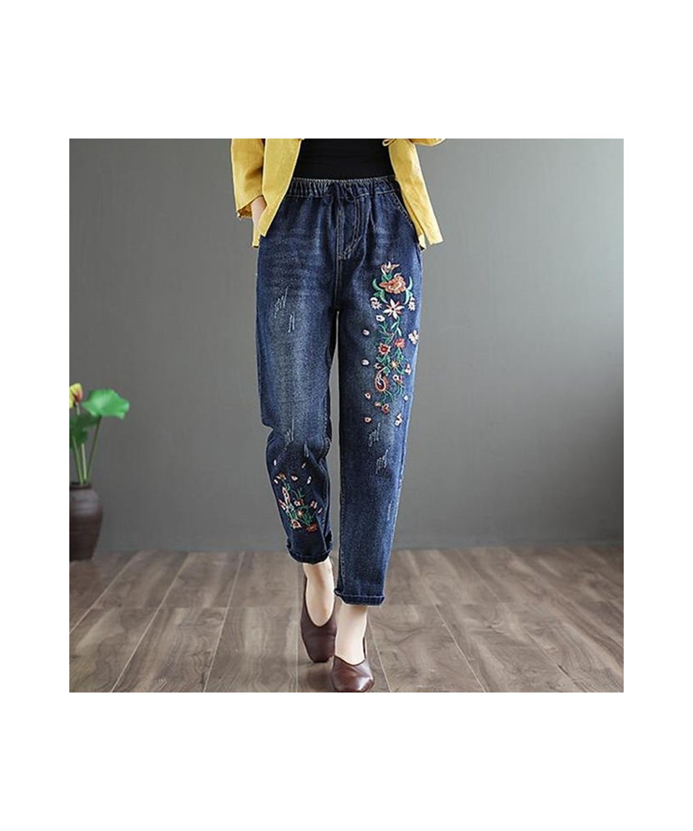 Vintage Jeans Women Embroidered Denim Trousers Streetwear Harem Pants Female Ankle-length 2022 Loose Stretch Mom Jeans Q5760 ...