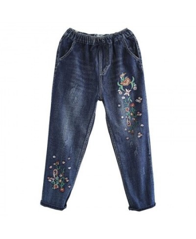 Vintage Jeans Women Embroidered Denim Trousers Streetwear Harem Pants Female Ankle-length 2022 Loose Stretch Mom Jeans Q5760 ...