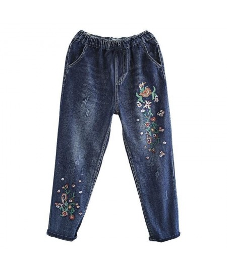 Vintage Jeans Women Embroidered Denim Trousers Streetwear Harem Pants Female Ankle-length 2022 Loose Stretch Mom Jeans Q5760 ...