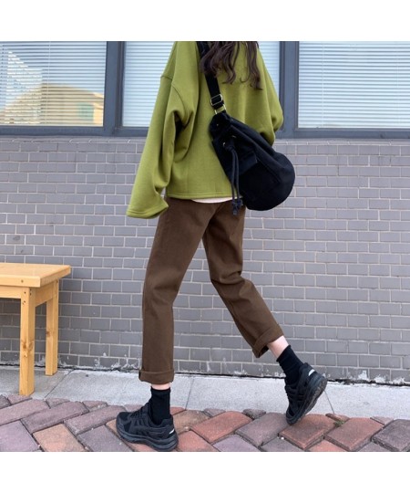 2022 autumn New Brown Straight Denim Vintage Slender Office Lady Jeans Women Trousers High Waist Large Size Pants Female KZ70...