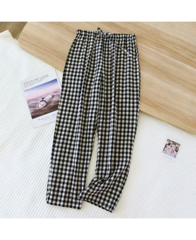 Couple Plaid Pants Cotton Long Trousers Casual Thin Home Pants 2023 Spring Summer New Drawstring Lovers Sleep Bottoms $35.29 ...