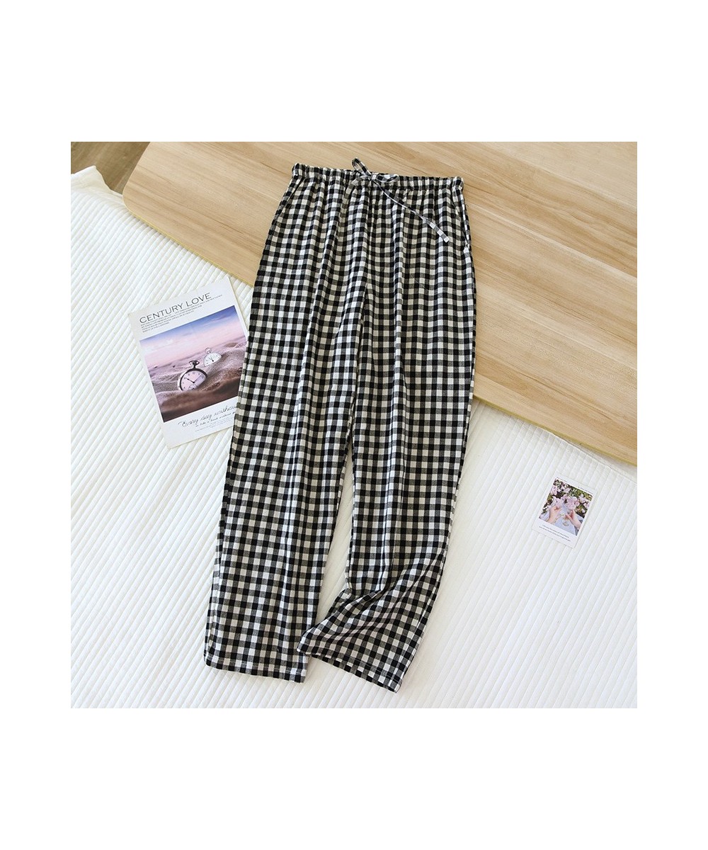 Couple Plaid Pants Cotton Long Trousers Casual Thin Home Pants 2023 Spring Summer New Drawstring Lovers Sleep Bottoms $35.29 ...