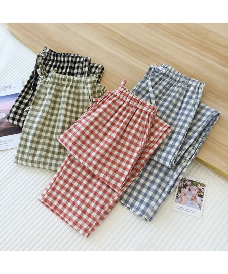 Couple Plaid Pants Cotton Long Trousers Casual Thin Home Pants 2023 Spring Summer New Drawstring Lovers Sleep Bottoms $35.29 ...