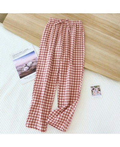 Couple Plaid Pants Cotton Long Trousers Casual Thin Home Pants 2023 Spring Summer New Drawstring Lovers Sleep Bottoms $35.29 ...