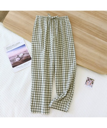 Couple Plaid Pants Cotton Long Trousers Casual Thin Home Pants 2023 Spring Summer New Drawstring Lovers Sleep Bottoms $35.29 ...