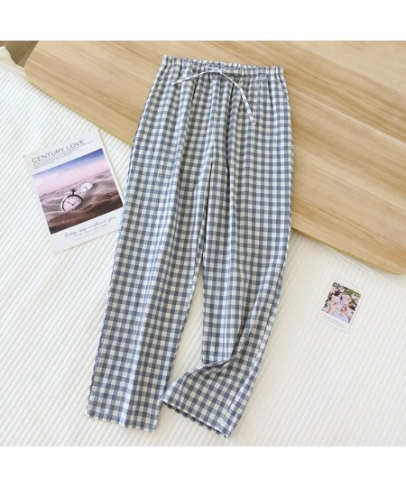 Couple Plaid Pants Cotton Long Trousers Casual Thin Home Pants 2023 Spring Summer New Drawstring Lovers Sleep Bottoms $35.29 ...