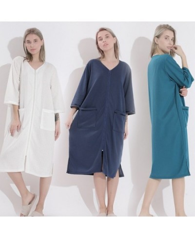 2022 New Autumn Fashion Zipper Flannel Robes Women Solid Spring Thin Bathrobes Sleepwear Short Night Dress Bride Nightwear $4...