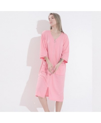 2022 New Autumn Fashion Zipper Flannel Robes Women Solid Spring Thin Bathrobes Sleepwear Short Night Dress Bride Nightwear $4...