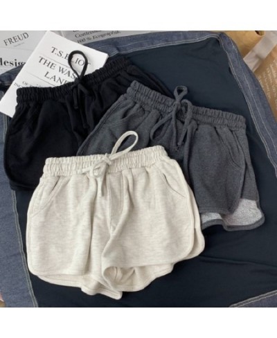 Summer Gray Shorts Women Fashion Ladies Elastic Waists Short Pants Girl Casual Cotton Shorts Black Home Shorts For Female S-3...