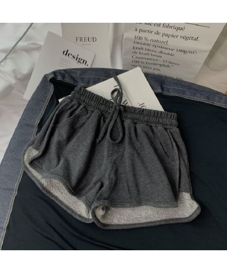 Summer Gray Shorts Women Fashion Ladies Elastic Waists Short Pants Girl Casual Cotton Shorts Black Home Shorts For Female S-3...