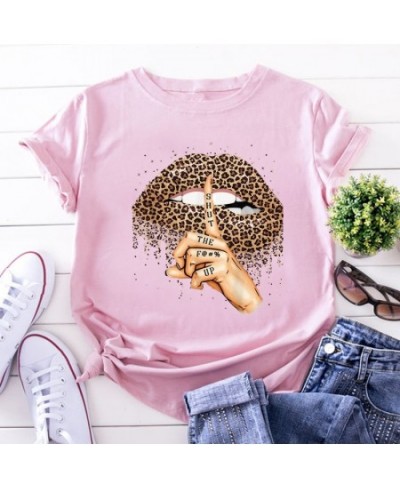 Summer Fashion Shirt Lips Leopard Graphic T Shirt Women Tops Base O-neckBlack Tees Kiss Leopard Lip Funny Girls Tshirt $21.95...