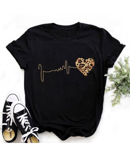 Summer Fashion Shirt Lips Leopard Graphic T Shirt Women Tops Base O-neckBlack Tees Kiss Leopard Lip Funny Girls Tshirt $21.95...