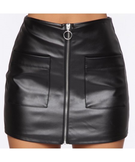 2023 Women Skirt New Office Lady Zipper Leather Skirts Fashion Solid Color Zipper High Waist Skirt Casual Short Mini Skirts $...