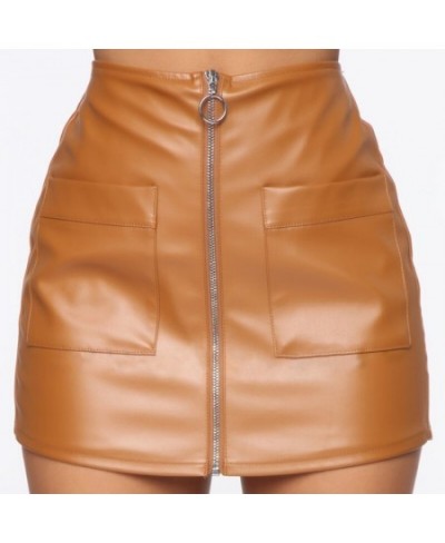 2023 Women Skirt New Office Lady Zipper Leather Skirts Fashion Solid Color Zipper High Waist Skirt Casual Short Mini Skirts $...