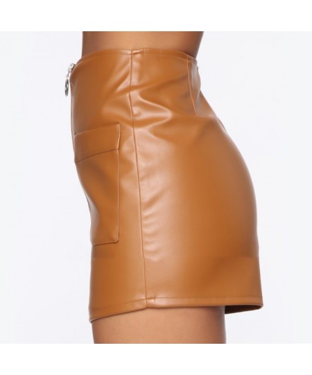 2023 Women Skirt New Office Lady Zipper Leather Skirts Fashion Solid Color Zipper High Waist Skirt Casual Short Mini Skirts $...