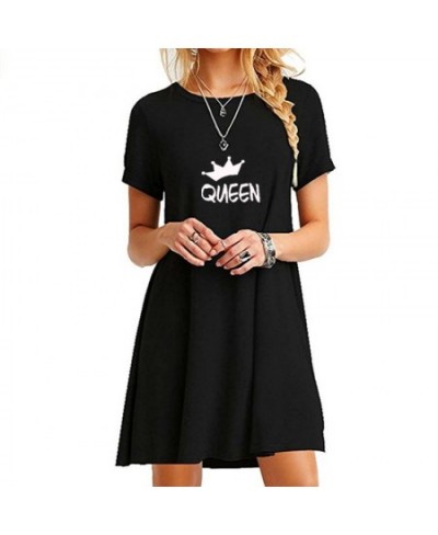 Bikinis Secret Summer Short Sleeve Cool Long T-shirt Women Mini Dresses Above Knee Shirt Dress Fashion Queen Printed Dresses ...