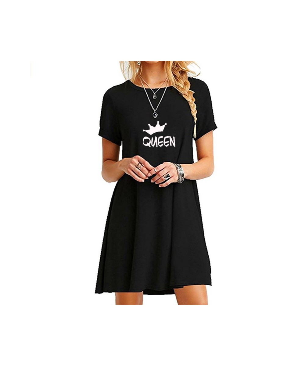 Bikinis Secret Summer Short Sleeve Cool Long T-shirt Women Mini Dresses Above Knee Shirt Dress Fashion Queen Printed Dresses ...