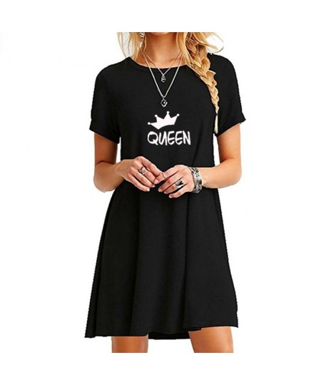 Bikinis Secret Summer Short Sleeve Cool Long T-shirt Women Mini Dresses Above Knee Shirt Dress Fashion Queen Printed Dresses ...