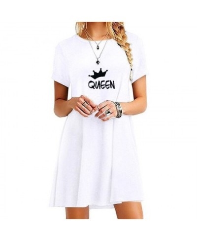 Bikinis Secret Summer Short Sleeve Cool Long T-shirt Women Mini Dresses Above Knee Shirt Dress Fashion Queen Printed Dresses ...