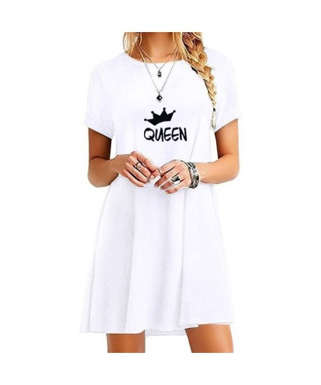 Bikinis Secret Summer Short Sleeve Cool Long T-shirt Women Mini Dresses Above Knee Shirt Dress Fashion Queen Printed Dresses ...