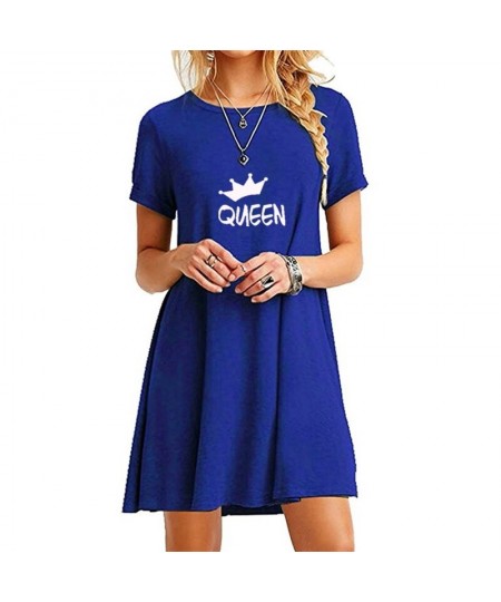 Bikinis Secret Summer Short Sleeve Cool Long T-shirt Women Mini Dresses Above Knee Shirt Dress Fashion Queen Printed Dresses ...