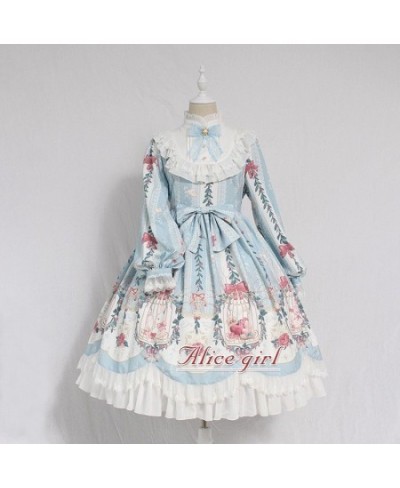 Women Kawaii Lolita Dress Long Sleeve Loose New Flower Elegant Victorian Dress Girls Bow Lolita Clothing Kawaii Dress $65.63 ...