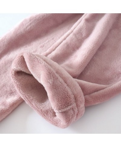 Couples Flannel Sleep Bottoms Women Winter Sweet Simple Tender Warm Thick Straight Fluffy Trousers Chic Elastic Waist Nightwe...