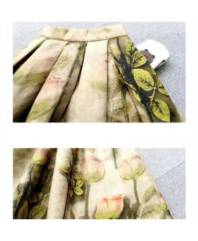 2023 Autumn Fashion Skirt Female High Waist Midi Long A Line printed pleated Skirt Women Vintage Casual Fashion Skirts Ladie ...