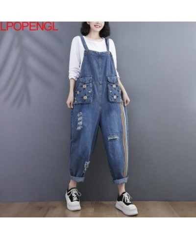 Jeans Loose Straight Jumpsuit 2022 Autumn New Embroidered Overalls Loose Casual Ripped Harem One Piece Pants Patchwork Romper...