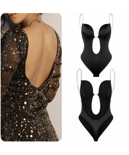 Lingerie Plunge Bras Body Shaper Backless Dress Invisible Push Up Bra Full Body Shaper U Plunge Backless Underwear $24.30 - U...