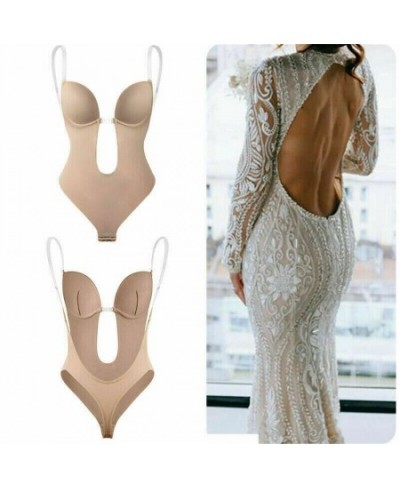 Lingerie Plunge Bras Body Shaper Backless Dress Invisible Push Up Bra Full Body Shaper U Plunge Backless Underwear $24.30 - U...