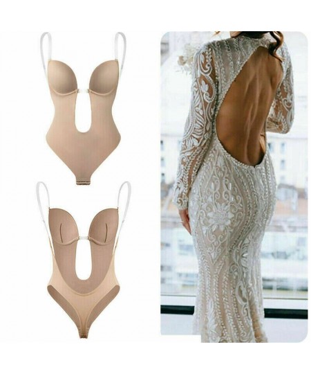 Lingerie Plunge Bras Body Shaper Backless Dress Invisible Push Up Bra Full Body Shaper U Plunge Backless Underwear $24.30 - U...