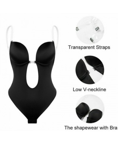 Lingerie Plunge Bras Body Shaper Backless Dress Invisible Push Up Bra Full Body Shaper U Plunge Backless Underwear $24.30 - U...