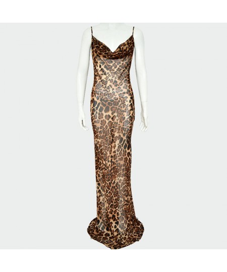 Leopard Print V-ausschnitt Sexy Bodycon Lange Kleid Frauen Lace Up Backless Sommer Kleider Weibliche Straps Party Strand $33....