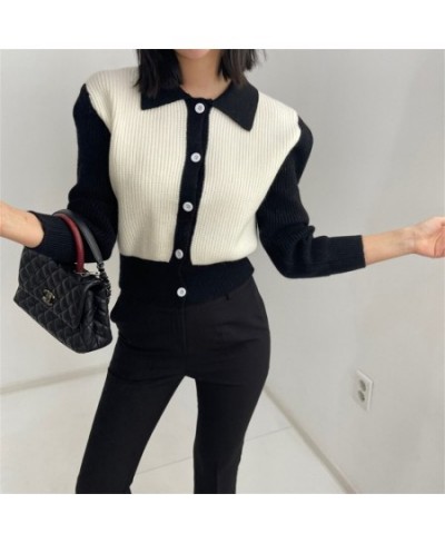 Alien Kitty Knitted Patchwork Sweaters Women Loose Full Sleeve Cardigans Winter Casual Chic Gentle Office Lady High Street $4...