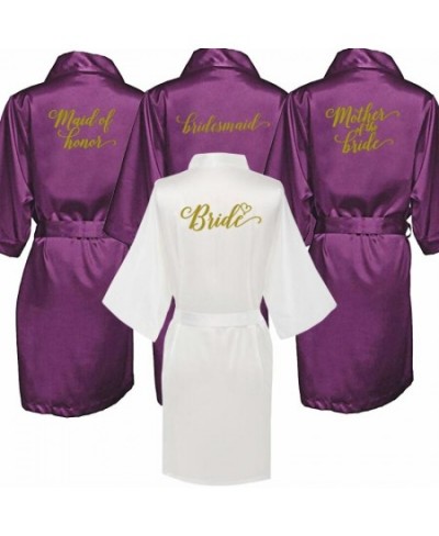 new purple Wedding Bridal Robes bridesmaid gift getting married kimono women satin robe grandmother bride robes $22.20 - Slee...