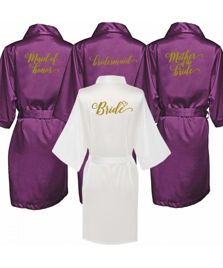 new purple Wedding Bridal Robes bridesmaid gift getting married kimono women satin robe grandmother bride robes $22.20 - Slee...