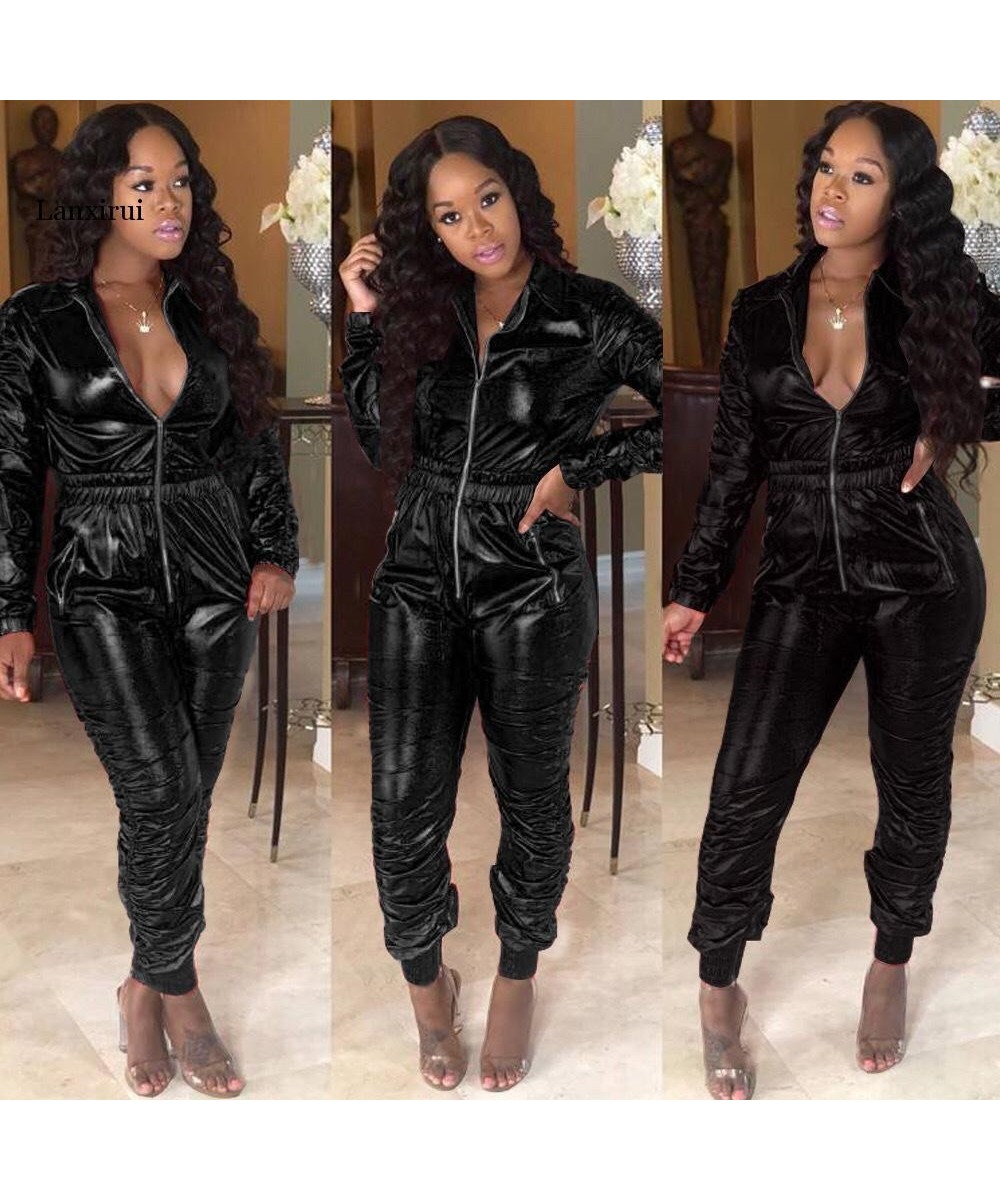 Sexy Long Sleeved Women Jumpsuit Open Crotch Leotard Bright Leather Tight-fitting Lapel Jumpsuit Zipper Bodysuit $58.76 - Jum...