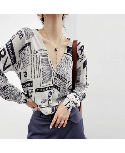 2023 New V-Neck Knitted Cardigan Women Loose Short Letter Sweater Printed Bright Silk Fine Imitation Wool Thin Coat $49.28 - ...