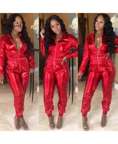 Sexy Long Sleeved Women Jumpsuit Open Crotch Leotard Bright Leather Tight-fitting Lapel Jumpsuit Zipper Bodysuit $58.76 - Jum...