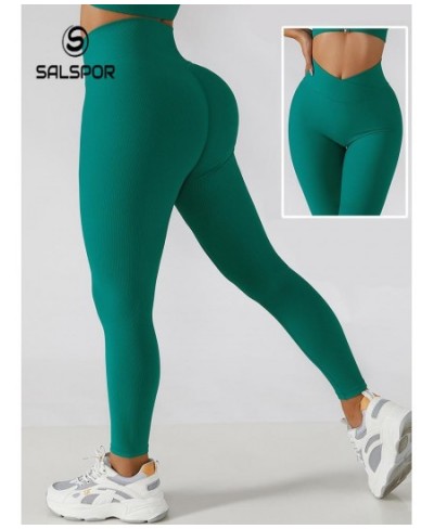 Gym Leggings for Women Slim Push Up Leggings High Waist Cross Waist Threaded Leggings Workout Sportswear Elastic $41.20 - Bot...