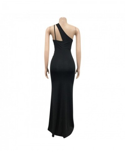 Elegant Sexy Ladies Evening Gown Party Dresses Black Cutout One Shoulder Backless Split Long Maxi Dress D42-DA33 $34.13 - Dre...